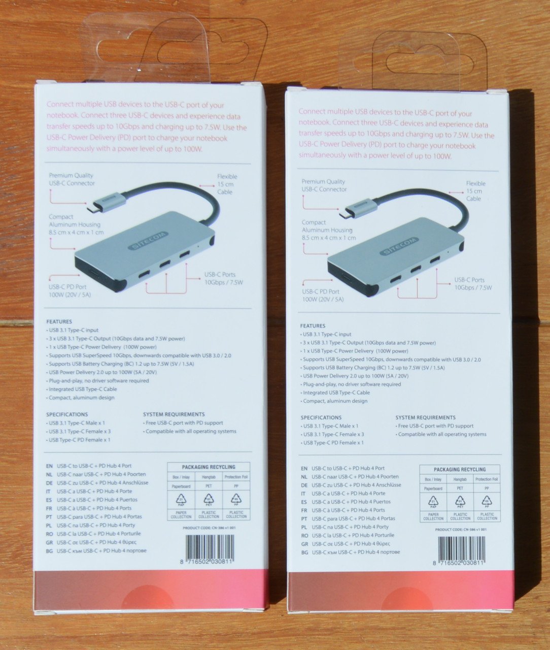 2x Z.G.A.N. Sitecom USB-C hub 4 ports