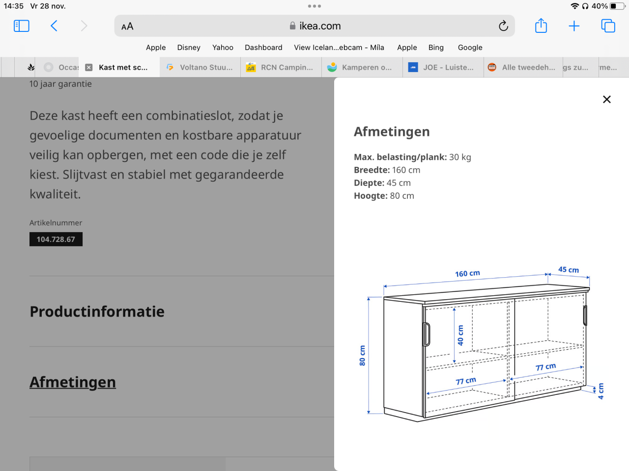 Ikea kantoorkast Galant laag model