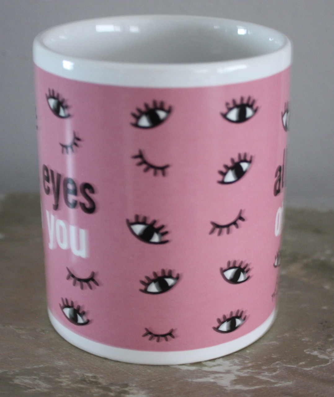 Mok roze met ogen print