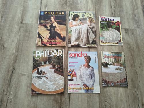 Prachtige vintage haak bladen, haken Phildar, hobbyboek.