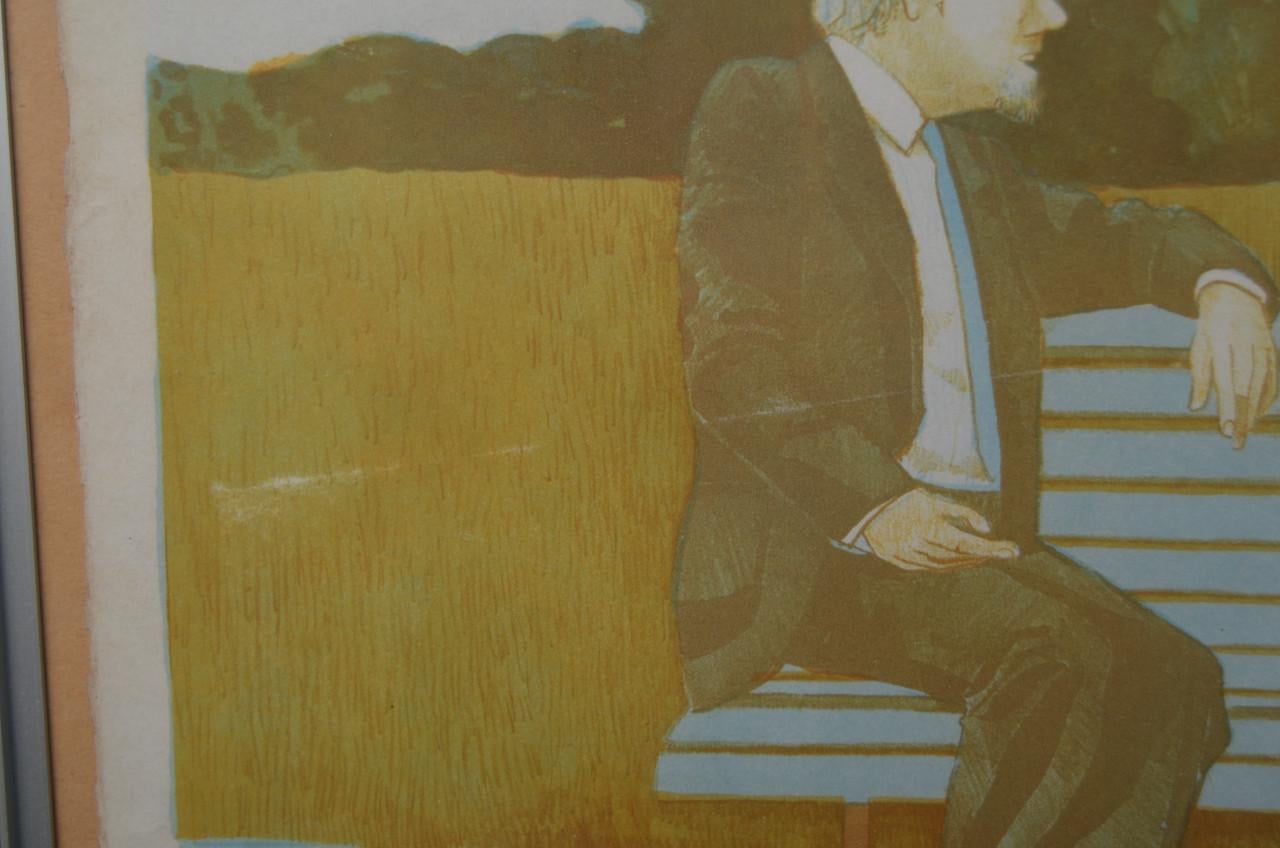 Flinke litho Aat Verhoog 'Op de bank' gesign. gen.