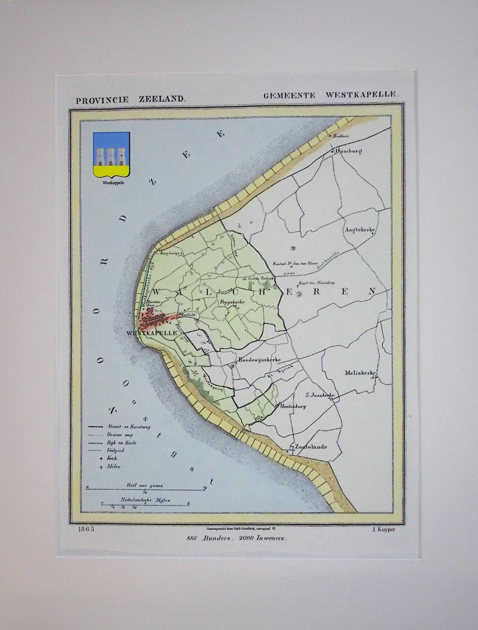 Gemeentekaartjes van J. Kuyper in kleur met Gemeentewapen