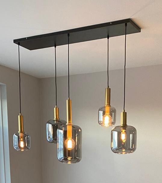 Hanglamp eetkamer 5-licht smoke glas "Peglio"
