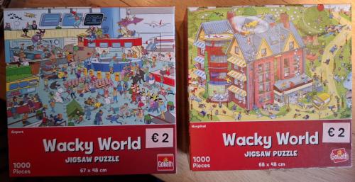 2 Goliath Wacky World legpuzzels, 'Airport' en  'Hospital'