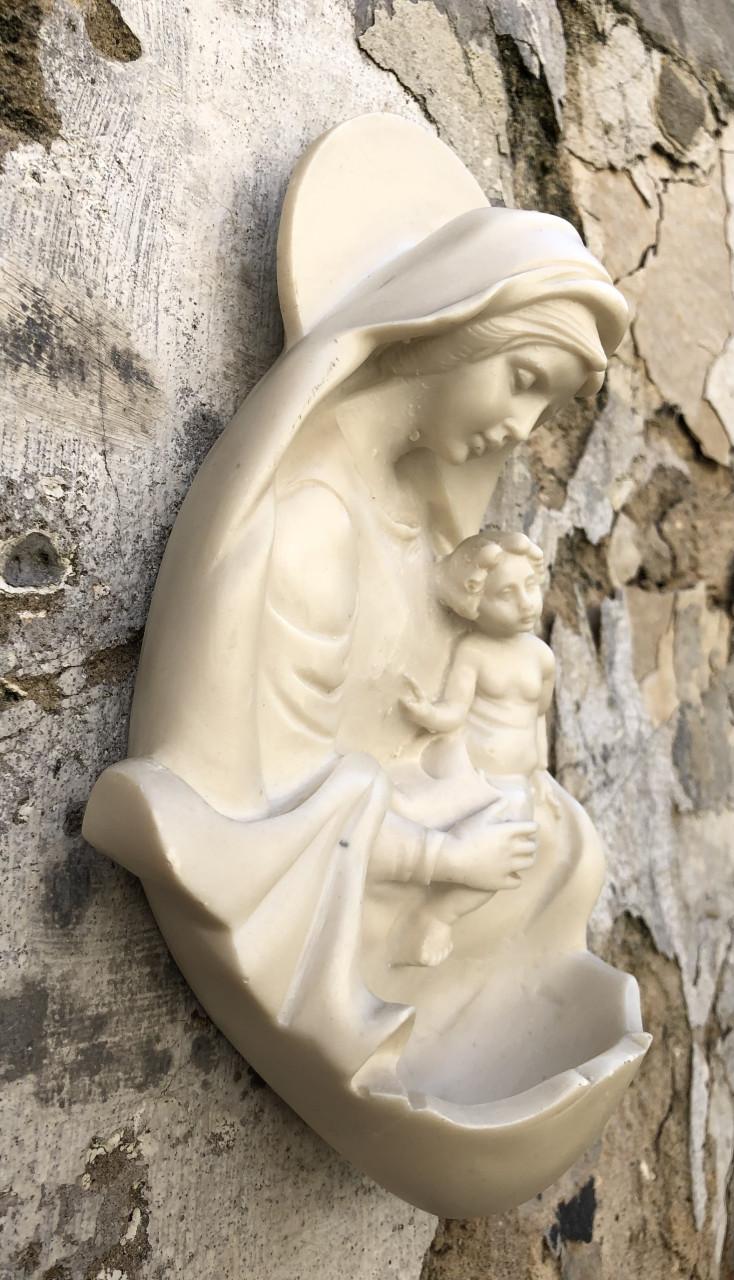 Zeer mooie brocante heilige hanger met Maria en kind