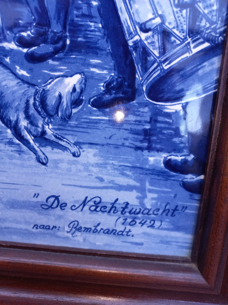 NACHTWACHT REMBRANDT-DELFTS BLAUW TEGELTABLEAU-SET VAN 16 TEGELS