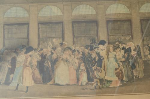 Franse gravure/ets 'The Palais Royal Gallery's Walk' 1787