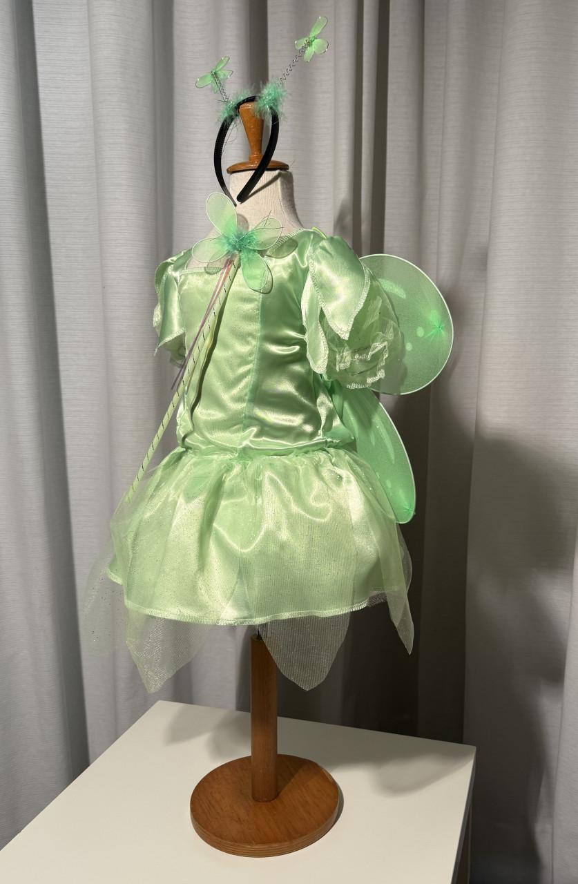 Nieuw 104-110-116 Tinkerbel Elfje Jurk Vleugels Staf Diadeem