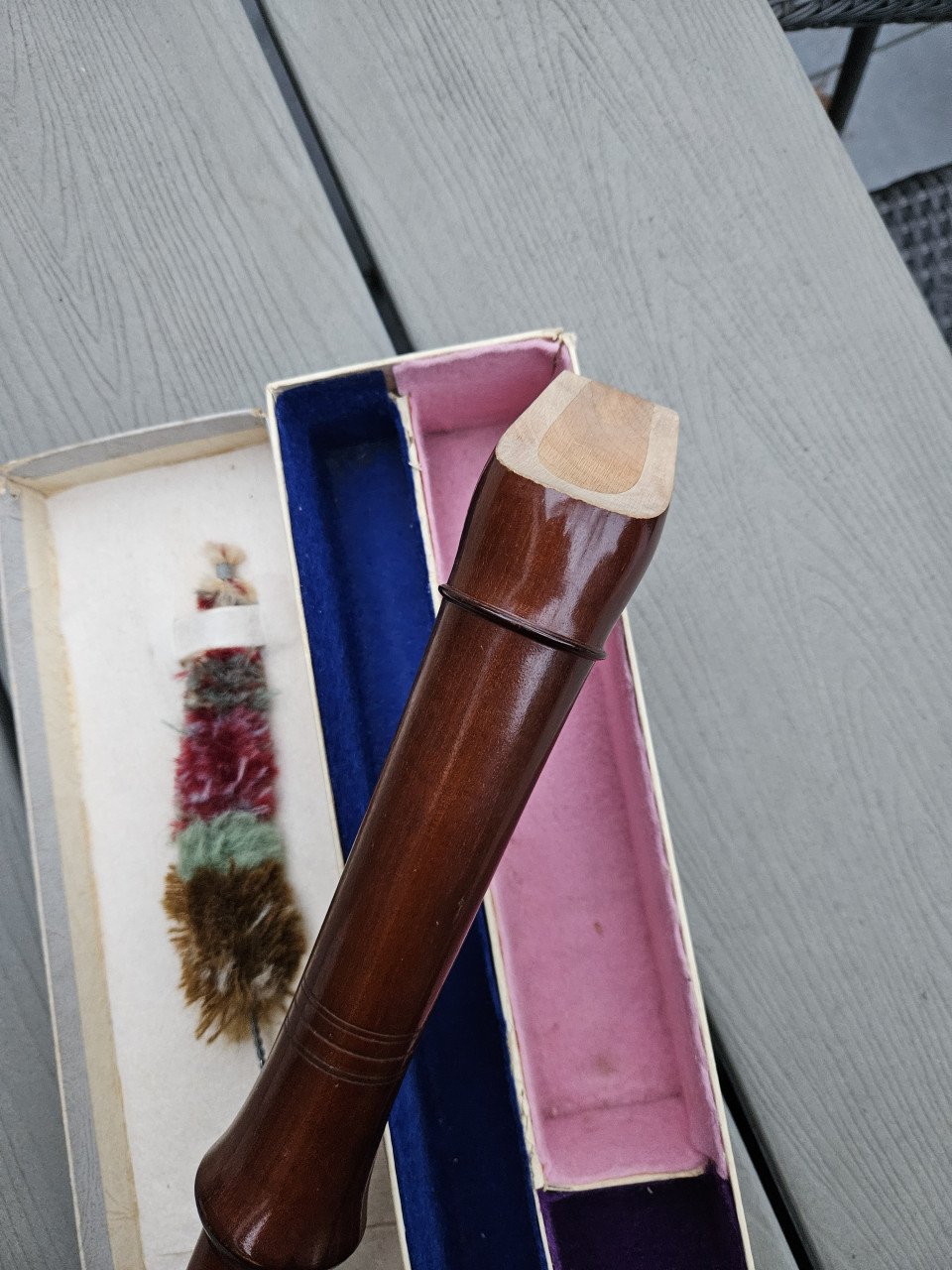 Mooie grote duitse vintage König Tenorblokfluit in originele doos..
