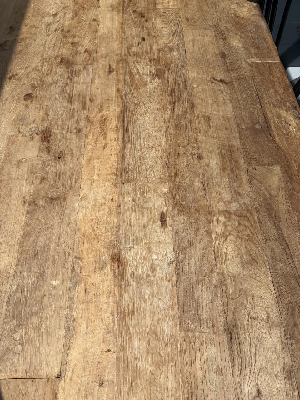 Eettafel Chunky Teak massief (240x100x77) stalen onderstel