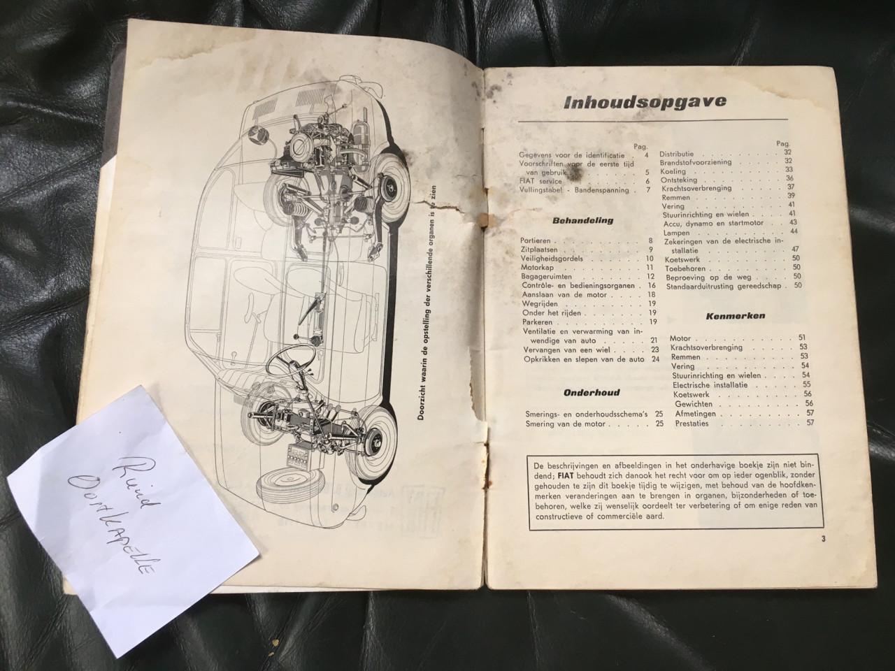 Fiat instructieboekje 850