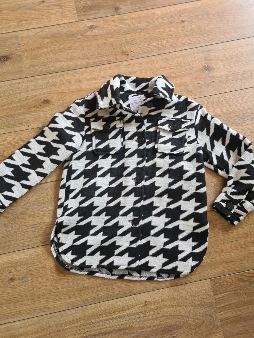 Zwart-wit pied de poule jas / overshirt van Primark  Mt 134