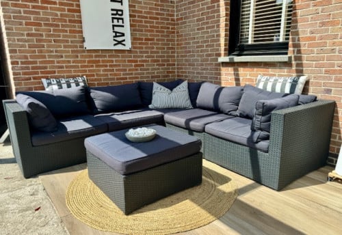 **TE KOOP Wicker loungeset - antraciet grijs **
