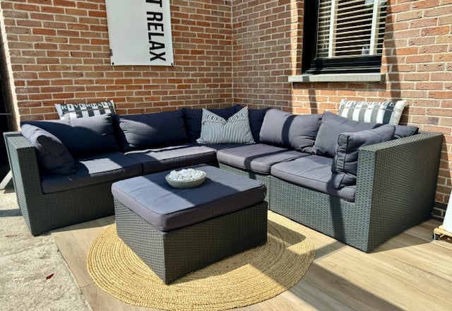 **TE KOOP Wicker loungeset - antraciet grijs **
