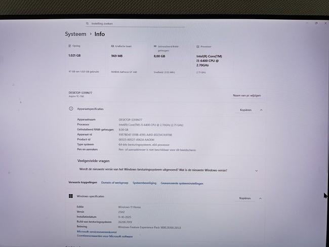 Acer Aspire TC780 PC met Windows 11 en Office 2021pakket