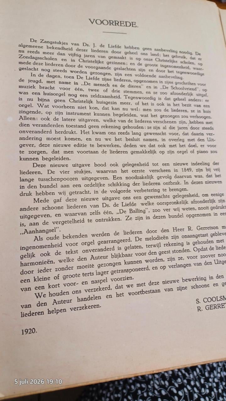 De liefde, Liederenbundel voor school en huisgezin