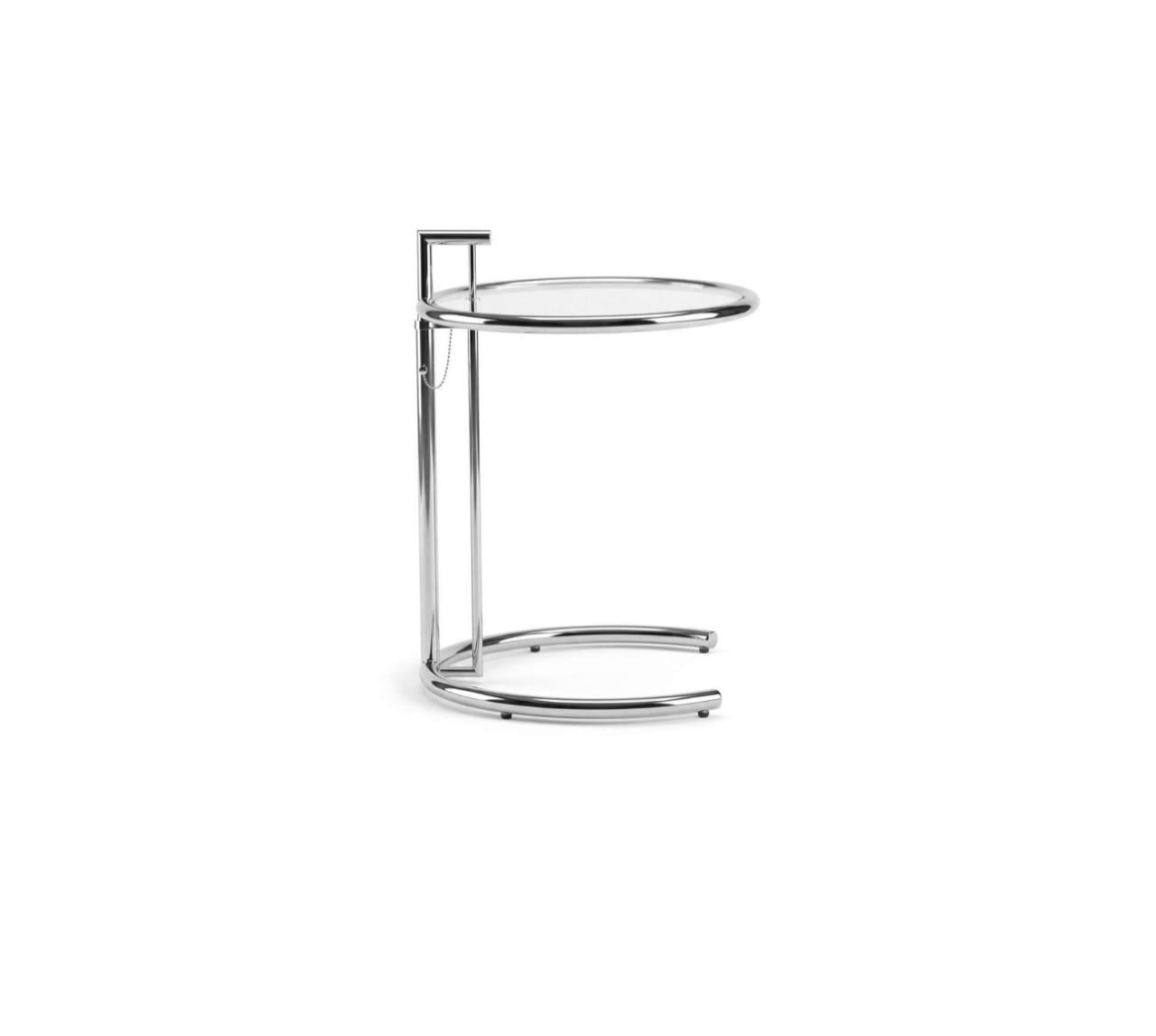 Stijlvolle bijzettafel met glazen blad en chrome frame