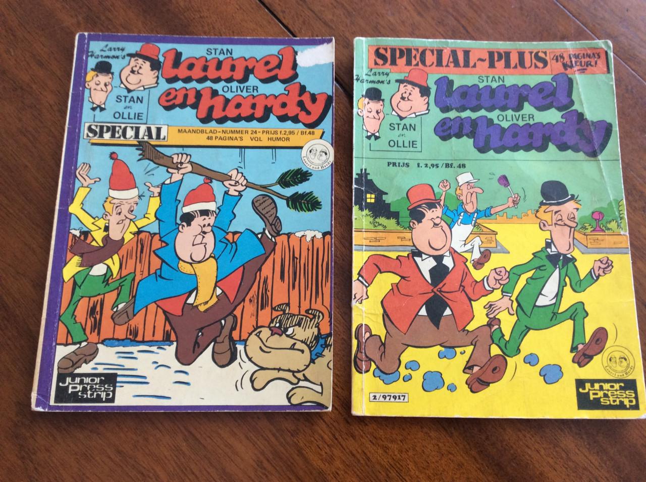 Verschillende vintage boekjes van Laurel en Hardy.