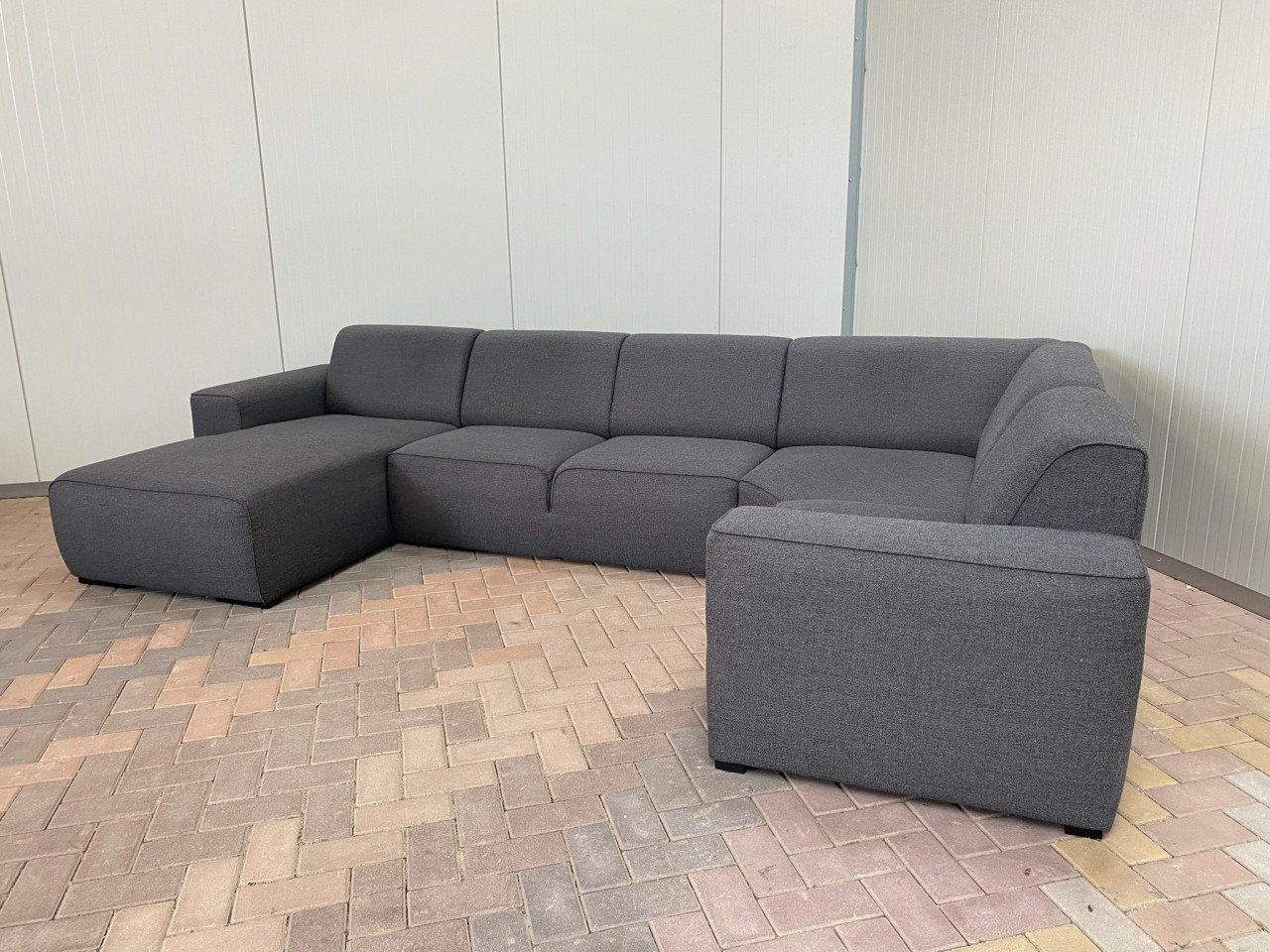 GRATIS LEVERING HEEL NL Grote Stoffen Grijs U Bankstel