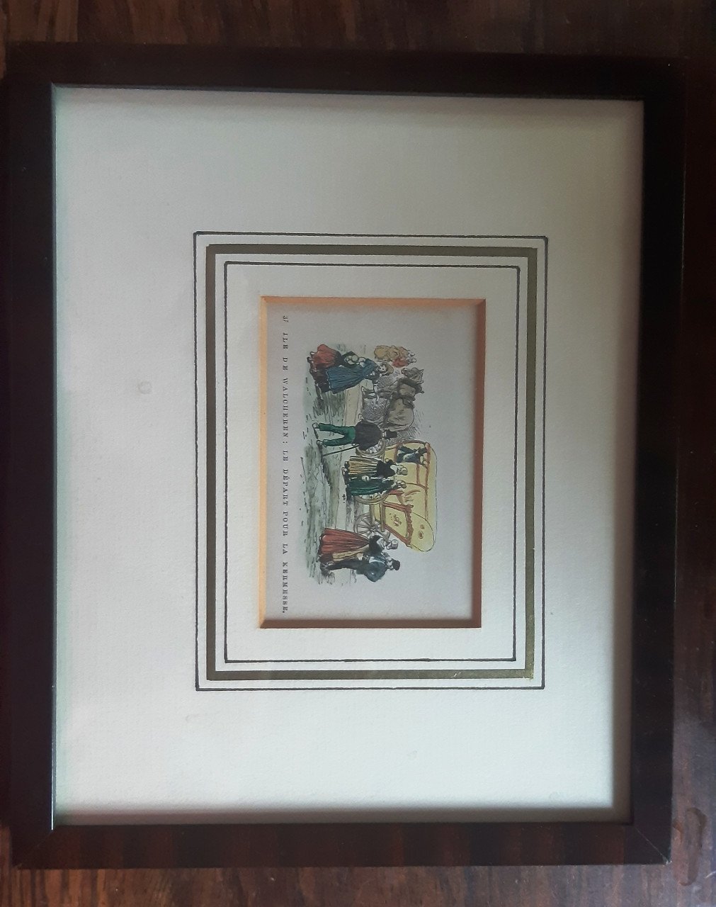 Zeeland Walcheren klederdracht kermis: Ingekleurde houtgravure 1881