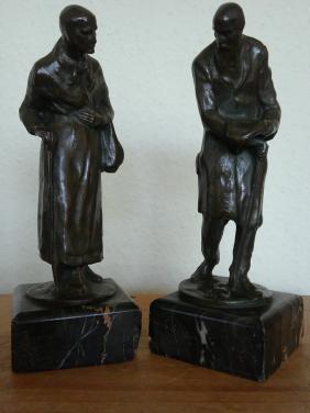 EDWARD MELIS 1880-1843 TWEEKLEURIG GEPATINEERD BRONS