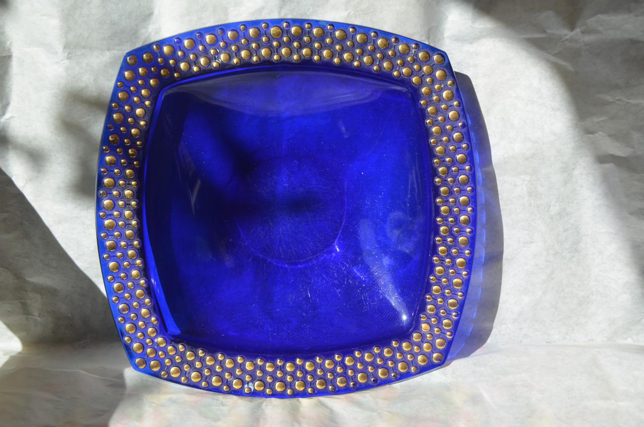 Blauwe glazen (fruit)schaal Scandinavisch design