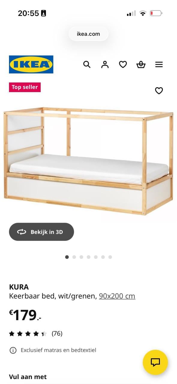 Ikea keerbaar bed tot hoogslaper, kind