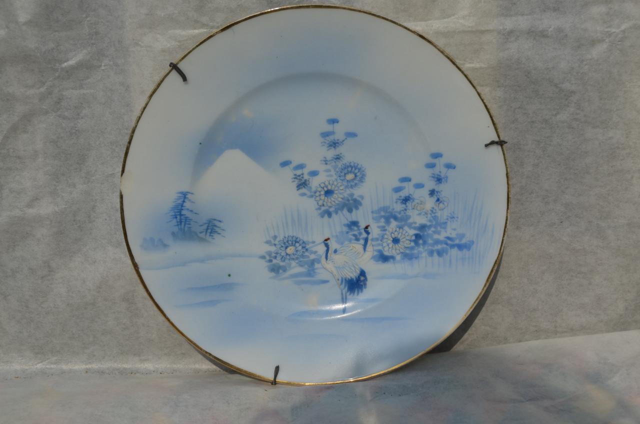 2 Japanse porseleinen bordjes Kraanvogels