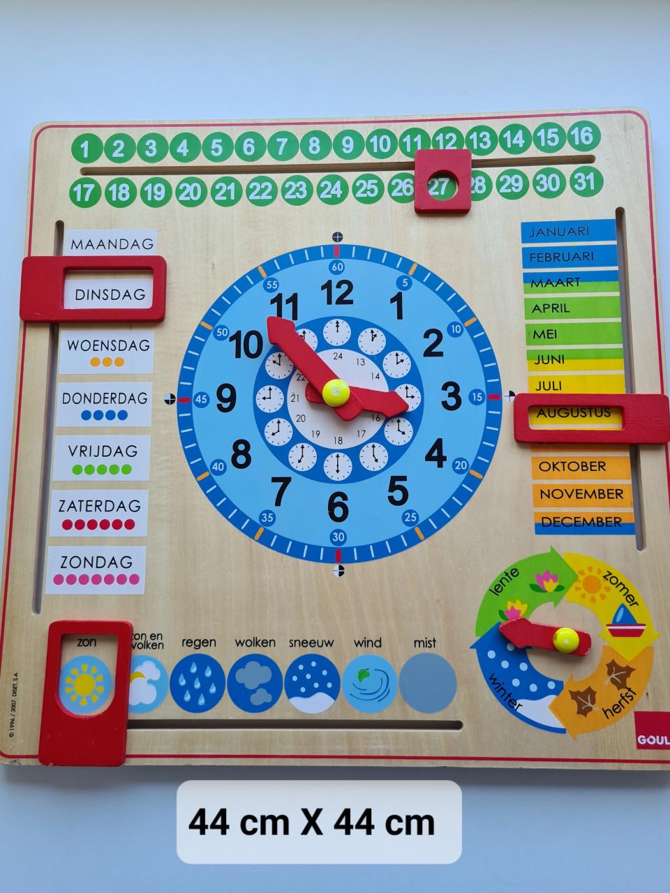 Goula educatieve houten kalender klok , voor tijd, seizoenen en datum