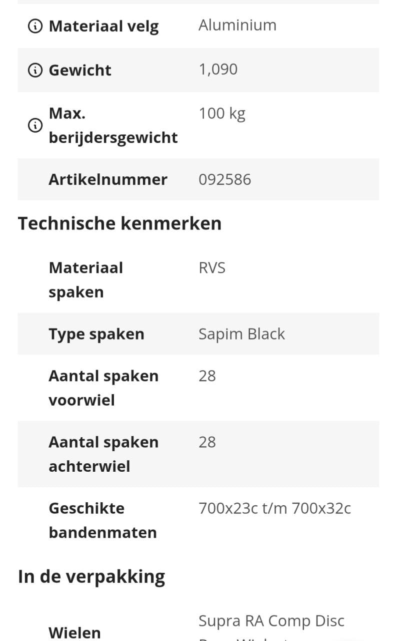 Velgen gravelbike/racefiets