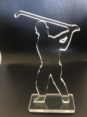 Golfspeler van plexiglas. Nieuw! 20 cm hoog Heer
