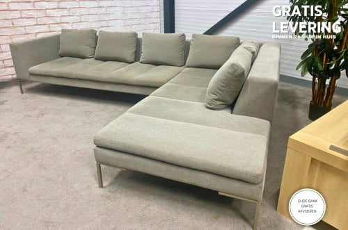 GRATIS LEVERING HEEL NL Montel Taupe Stoffen Hoekbank