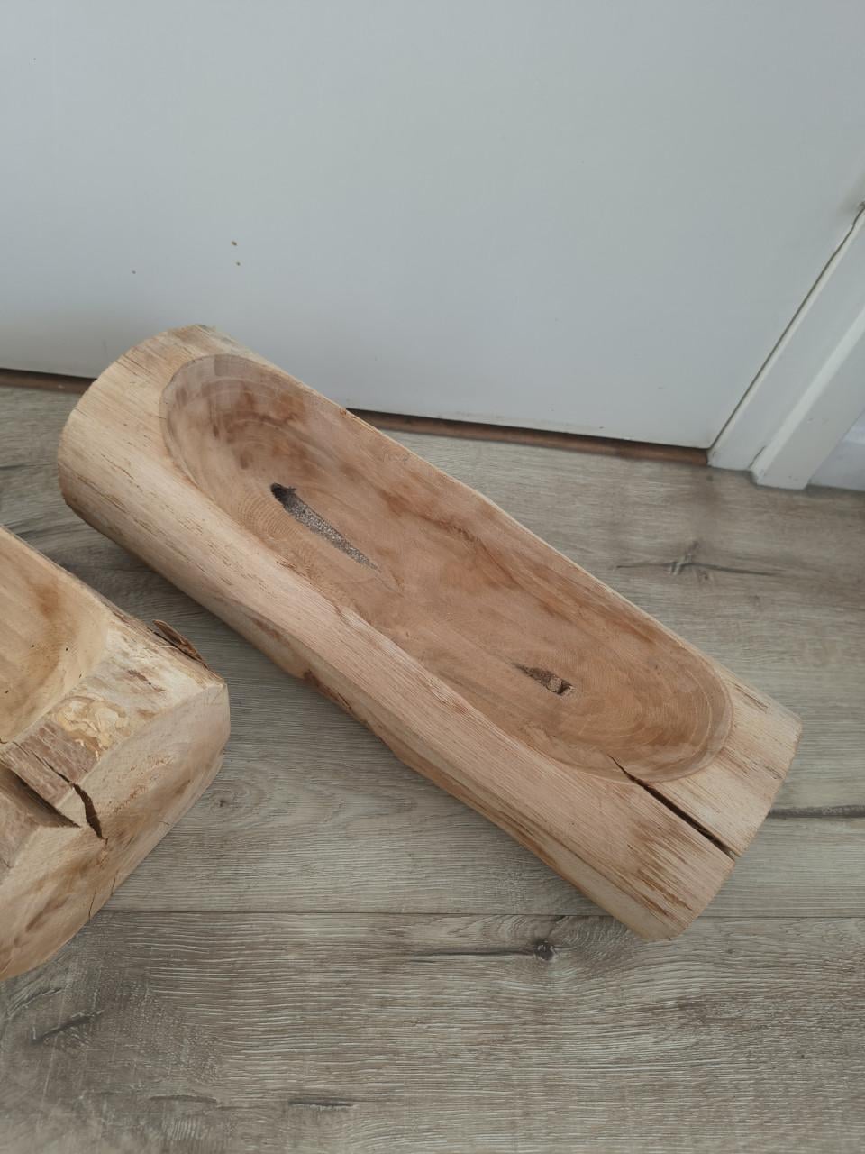 2x prachtige teakhouten schaal, natural living schalen hout.