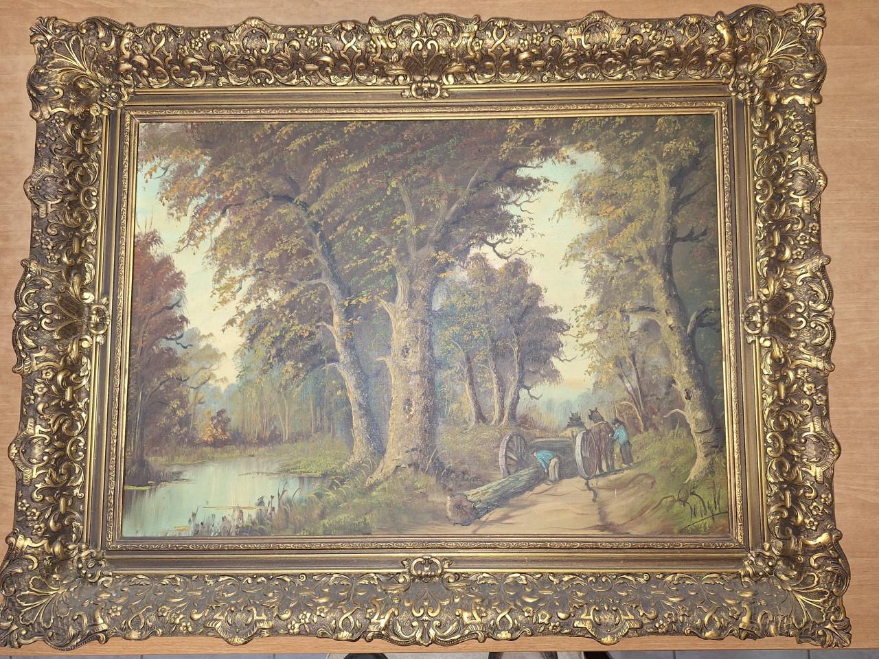 Schilderij paarden trekken boom