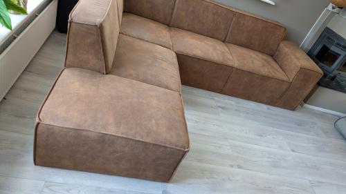 Hoekbank Monet in beige/cognac