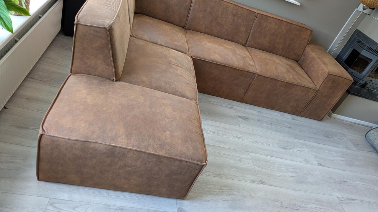 Hoekbank Monet in beige/cognac