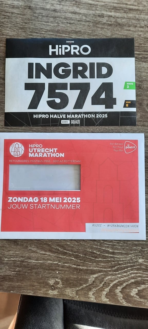 Startbewijs halve marathon Utrecht