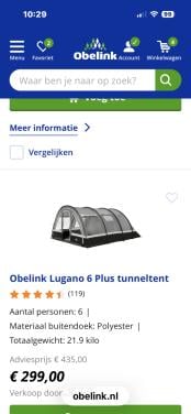 Familie tent Obelink 6 persoons