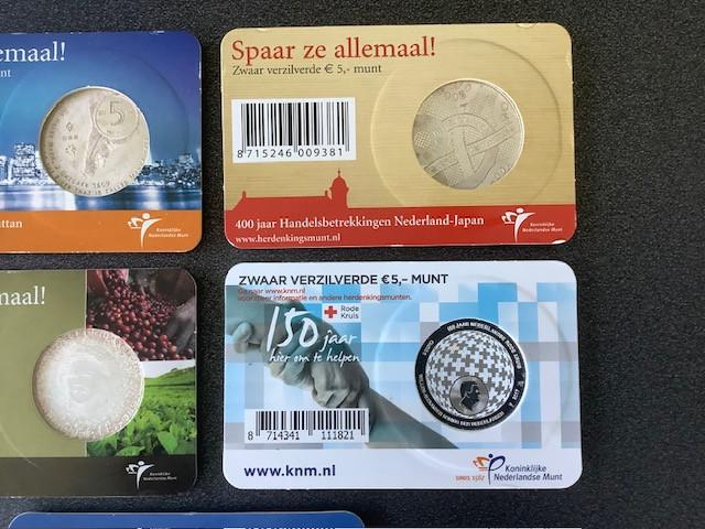Nederland , diverse coincards 5 euro munten.
