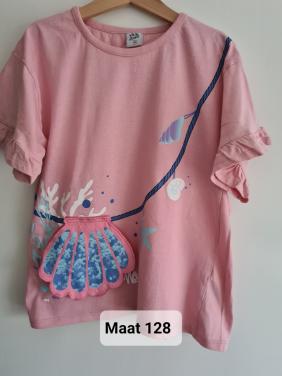 Roze shirt met leuk applicatie van Kiki & Koko Maat 128