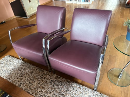 2 lederen fauteuils