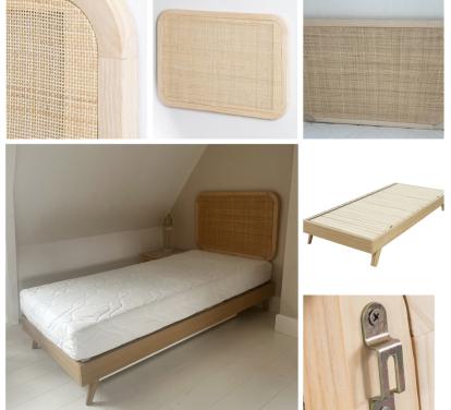 Bed 190x90 compleet met o.a. hoofdbord, nachtkastje en matras