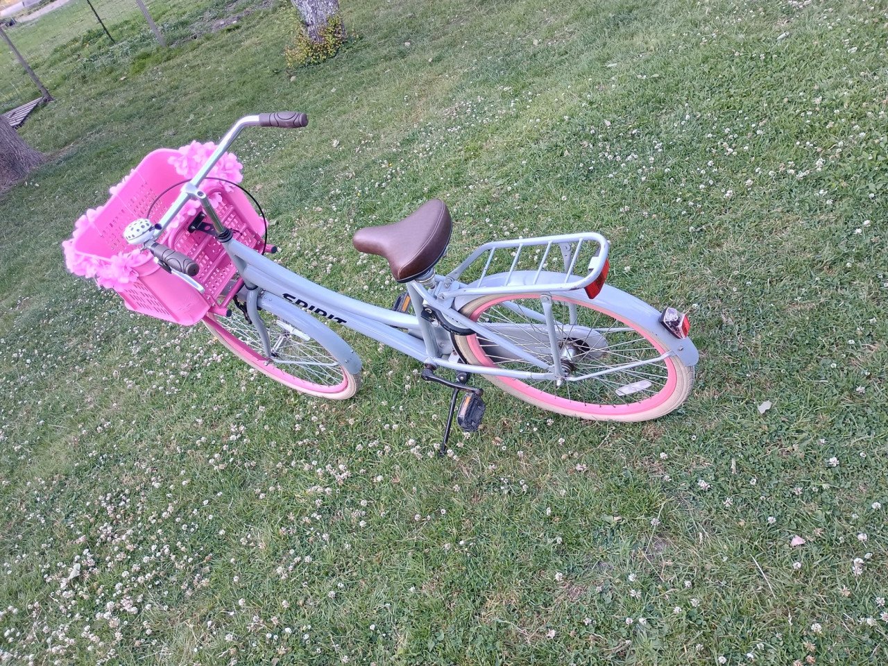 Meisjes fiets 24 " spirit grijs met roze