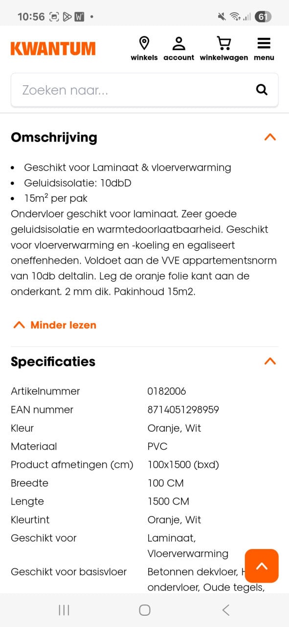Ondervloer Top Silent Oranje Wit (Kwantum)