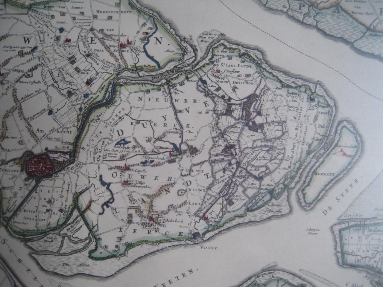 Oude landkaart Schouwen 1600