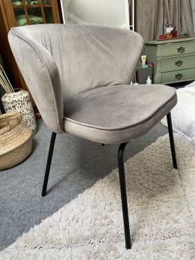 Eetkamerstoel 4x - fluweel - khaki/taupe/grijs - erg goede staat