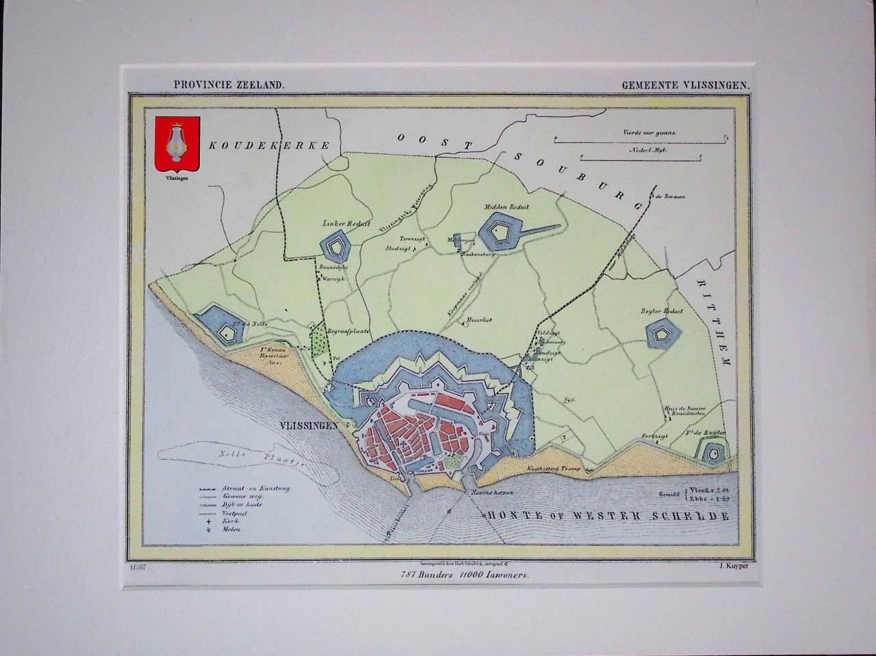 Gemeentekaartjes van J. Kuyper in kleur met Gemeentewapen