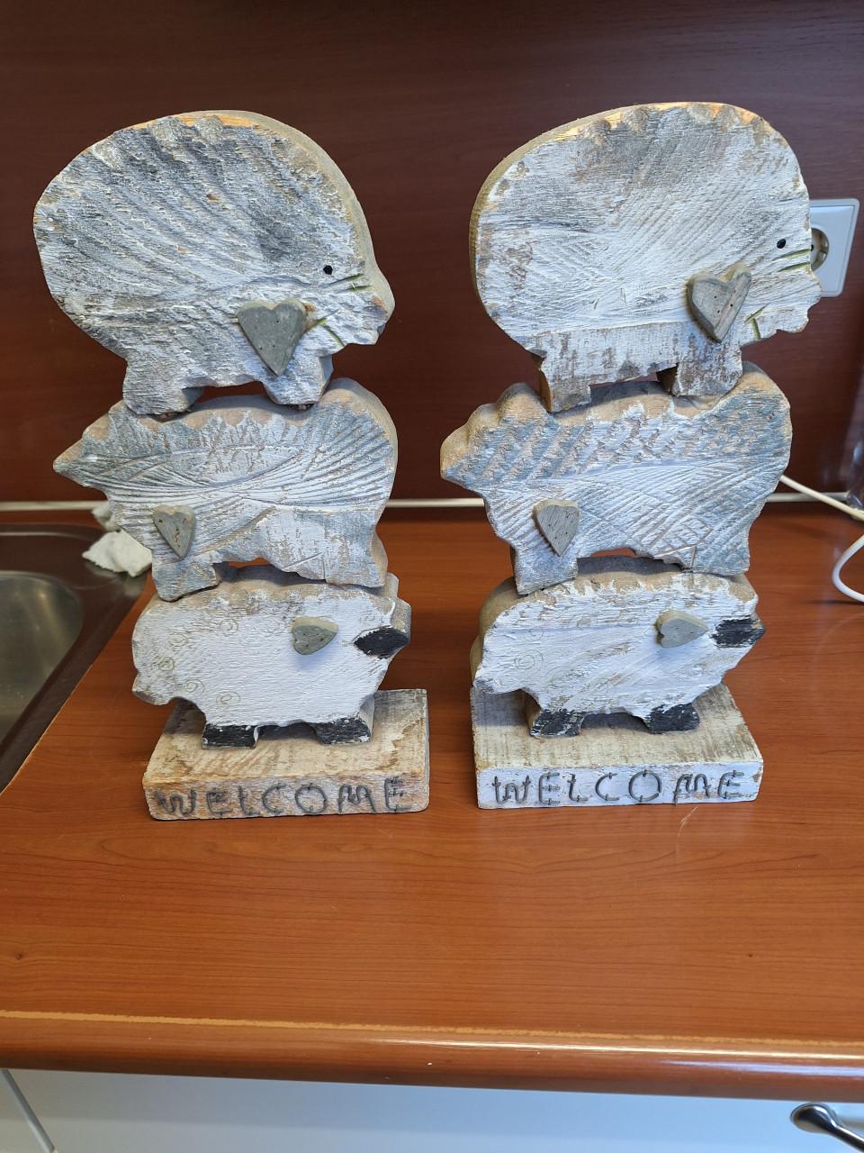 Houten stapel schaapjes decoratie welcome