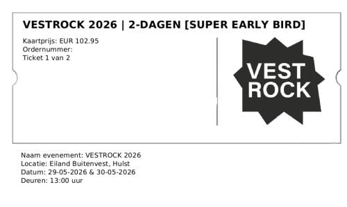 2 Vestrock 2 dagen tickets & evt Camping zie advertentie voor prijs!!