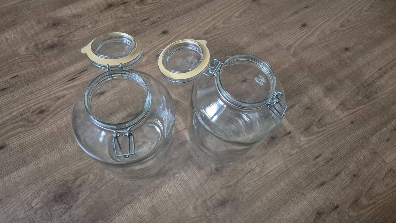 2 x Terrarium fles, gesloten weckpot, H 28 rond 18